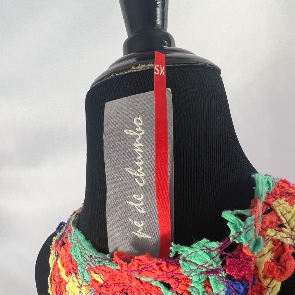 Pe De Chumbo Top Crochet Womens XS Colorful Pockets Racerback Tank Top Summer - Picture 5 of 5